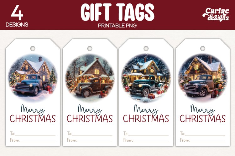 christmas truck gift tags