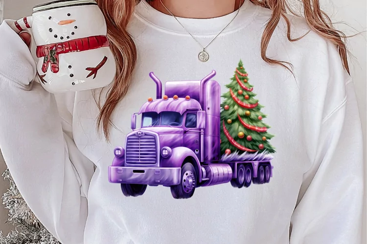 Christmas Truck Sublimation Clipart, Christmas PNG
