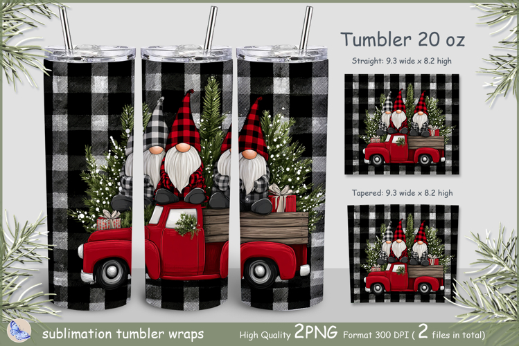 Christmas Tumbler gnomes| Wrap Tumbler Merry Christmas truck