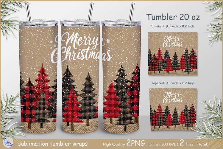 Merry Christmas Tumbler| Christmas Buffalo trees Wrap Tumble