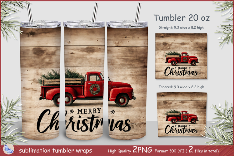 Merry Christmas Tumbler truck| Wrap Tumbler Christmas png