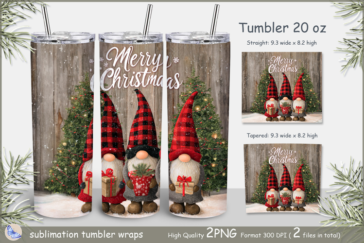 Christmas Tumbler gnomes| Wrap Tumbler Merry Christmas png