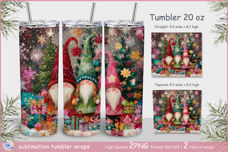Christmas Tumbler gnomes| Wrap Tumbler Merry Christmas png