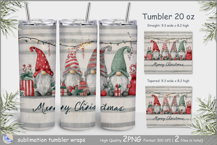 Christmas Tumbler gnomes| Wrap Tumbler Merry Christmas png
