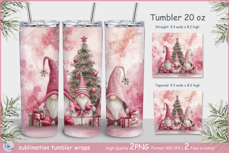 Christmas Tumbler gnomes| pink Wrap Tumbler Merry Christmas