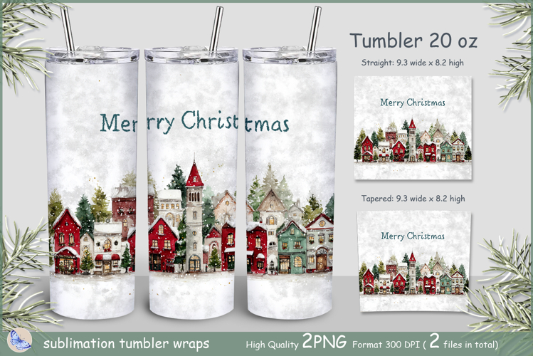 Merry Christmas Tumbler village|Christmas houses Wrap Tumble