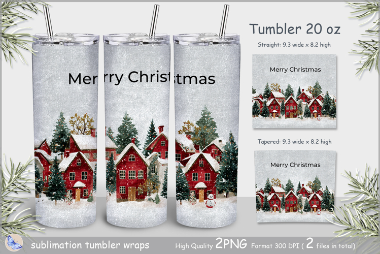 Merry Christmas Tumbler village|Christmas houses Wrap Tumble