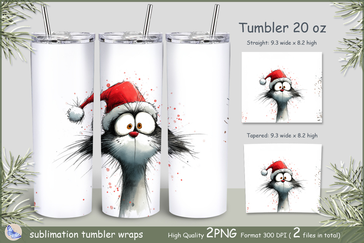 Christmas Tumbler black cat| white Wrap Tumbler Christmas