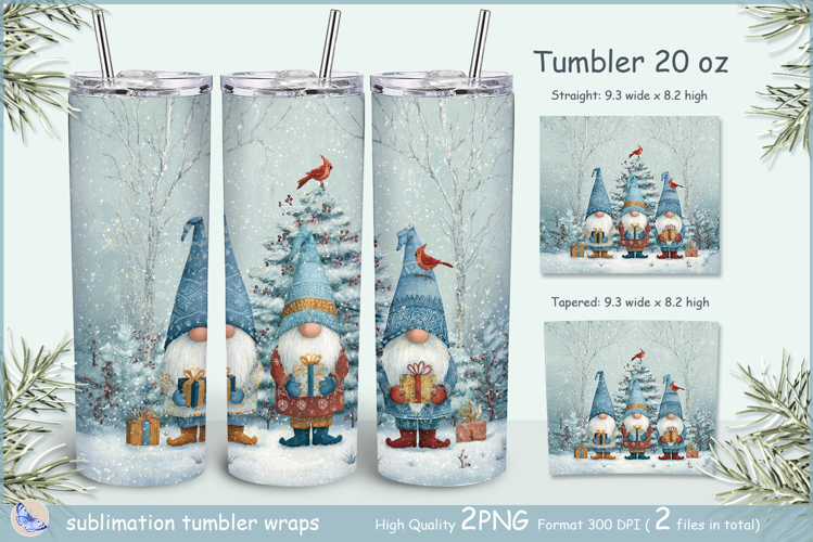 Christmas Tumbler gnomes| blue Wrap Tumbler Merry Christmas