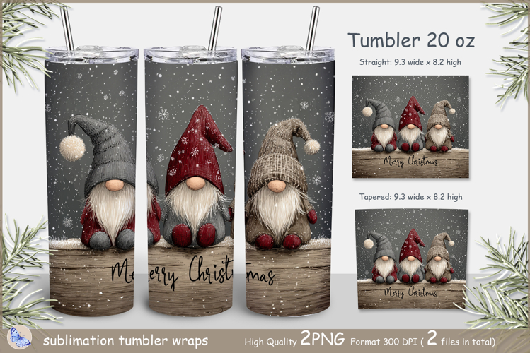 Christmas Tumbler gnomes| Wrap Tumbler Merry Christmas png