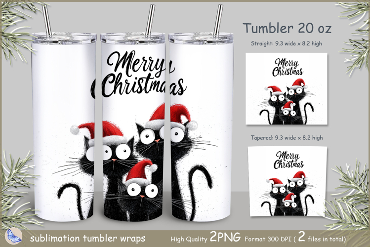 Christmas Tumbler black cats|Wrap Tumbler Merry Christmas