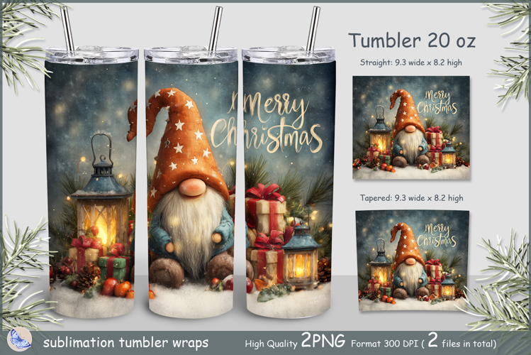 Christmas Tumbler gnome| Wrap Tumbler Merry Christmas png