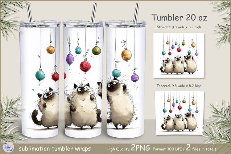 Christmas Tumbler cute cats|Wrap Tumbler Merry Christmas