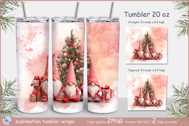 Christmas Tumbler gnomes| pink Wrap Tumbler Merry Christmas
