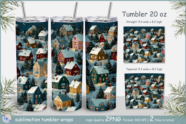 Happy New Year Tumbler village|Christmas houses Wrap Tumbler