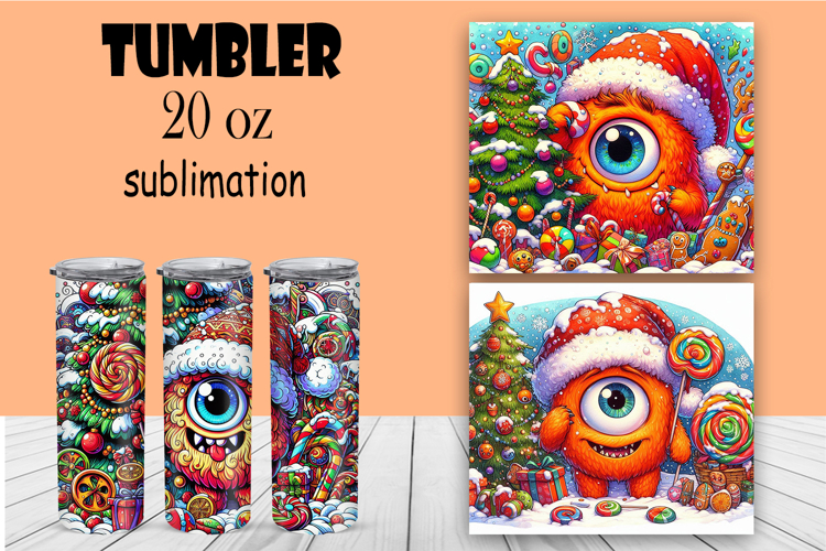 Cute monster tumbler Christmas sublimation