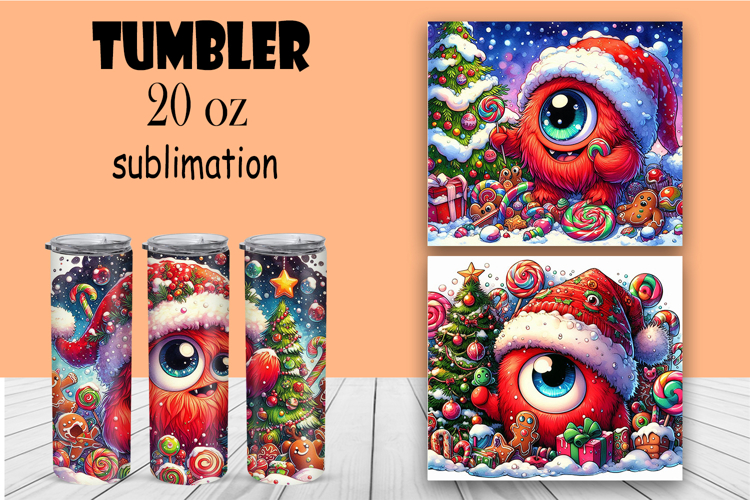 Cute monster tumbler Christmas sublimation