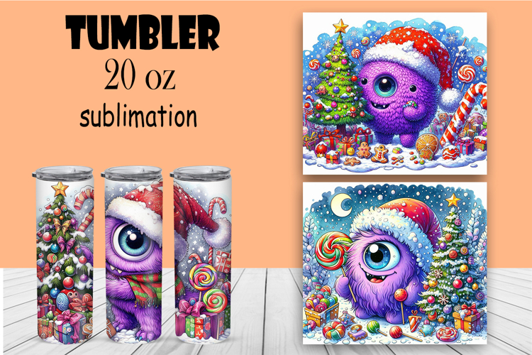 Cute monster tumbler Christmas sublimation