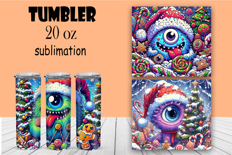 Cute monster tumbler Christmas sublimation