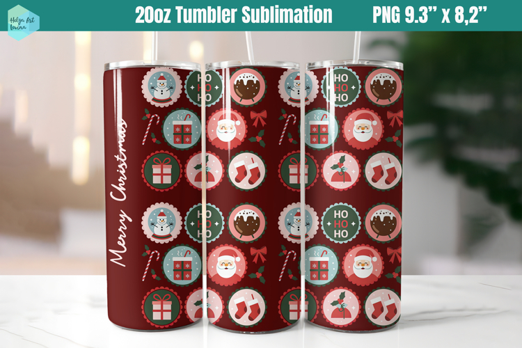 Christmas postage stamp 20 OZ Skinny Tumbler Sublimation