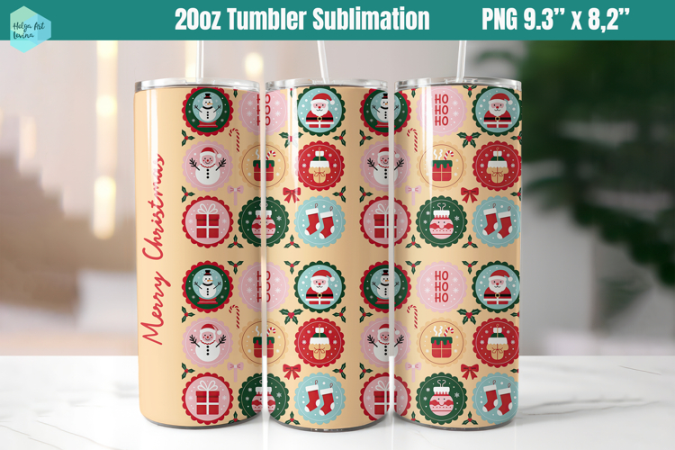 Christmas postage stamp 20 OZ Skinny Tumbler Sublimation