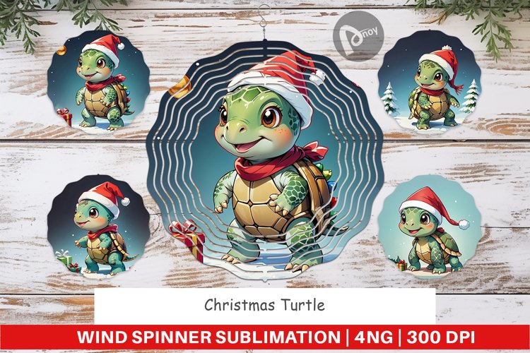 Wind Spinner Cartoon Christmas Turtle