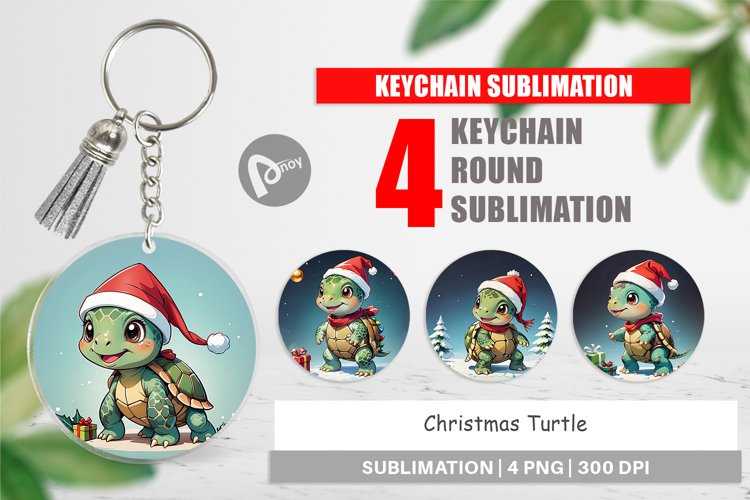 Keychain Cartoon Christmas Turtle