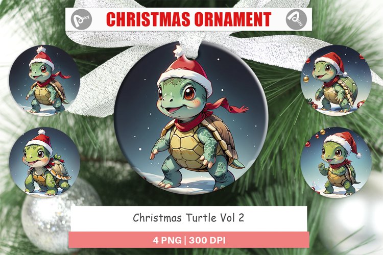 Christmas Ornaments Cartoon Christmas Turtle example image 1