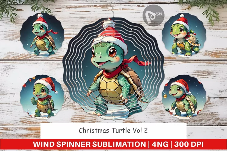 Wind Spinner Cartoon Christmas Turtle