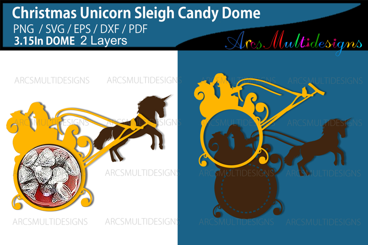 Christmas Unicorn Sleigh Candy Dome