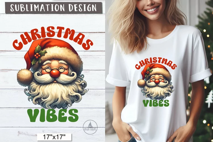 Christmas vibes | Vintage santa Christmas sublimation png