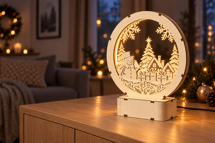 Christmas Village LED Lamp SVG - 3 mm Layered Laser Cut