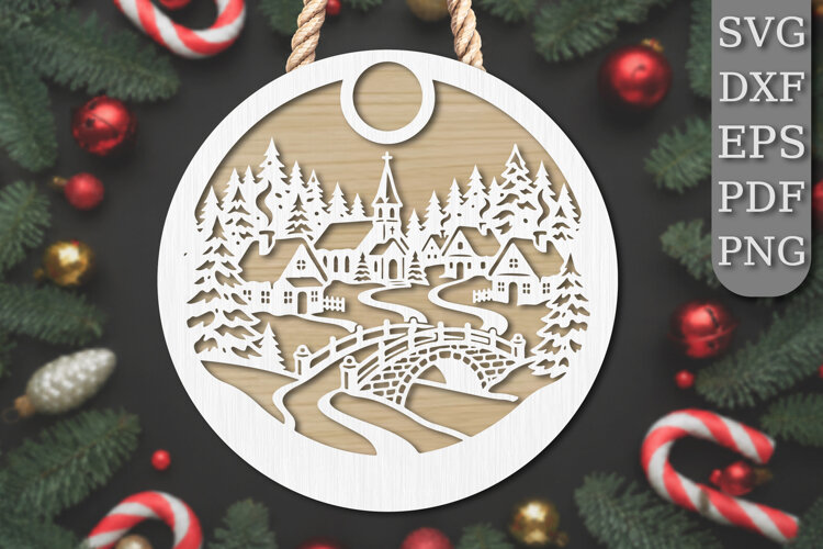 Christmas Village Bridge Laser Cut SVG example image 1