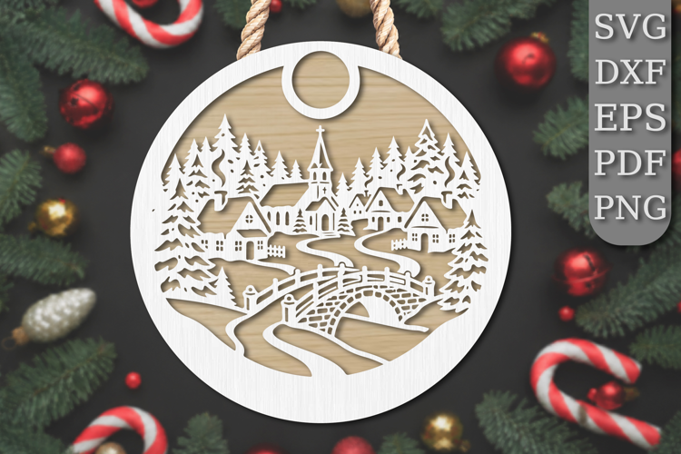 Christmas Village Bridge Laser Cut SVG