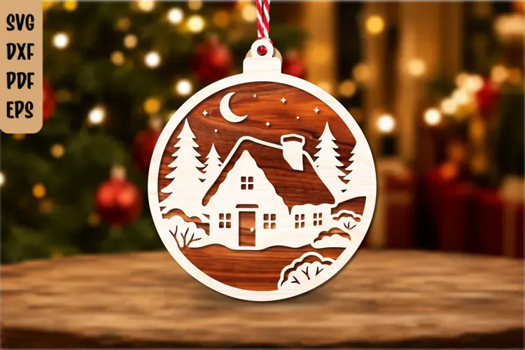 Christmas Village House Ornament SVG Cut File
