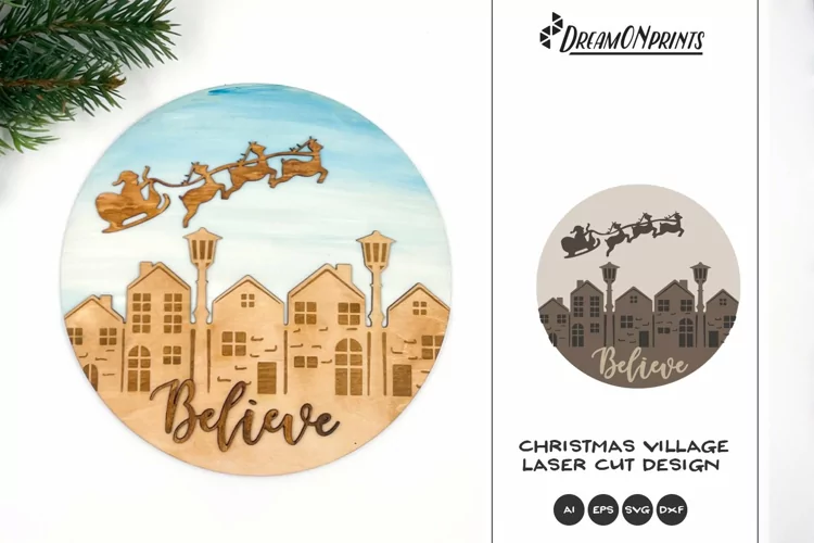 Christmas Village Laser Cut Design