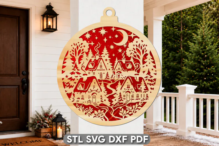 Christmas Village Ornament Laser Cut SVG