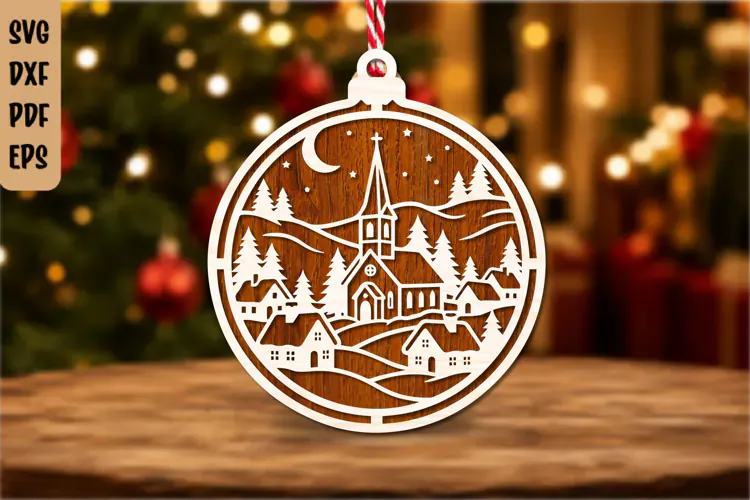 Christmas Village Ornament Laser Cut SVG