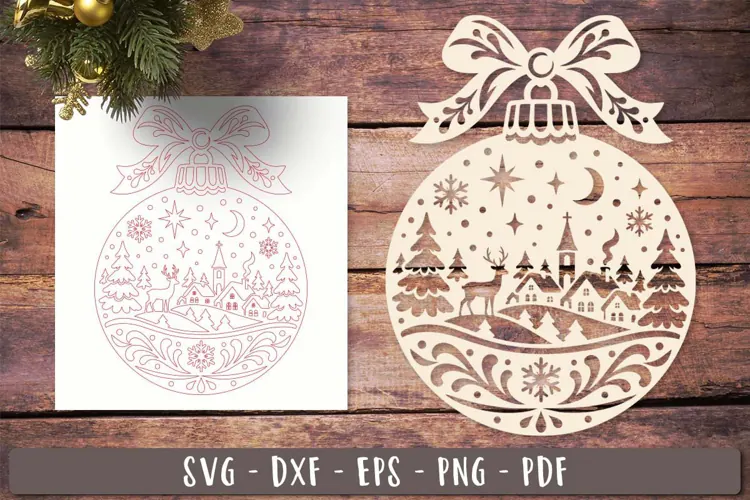 Christmas Village Ornament Laser Cut SVG