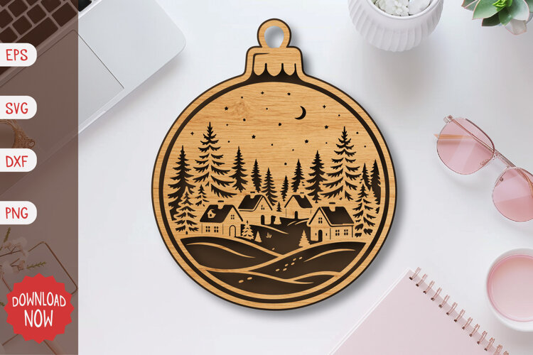 Christmas Village Ornament SVG example image 1