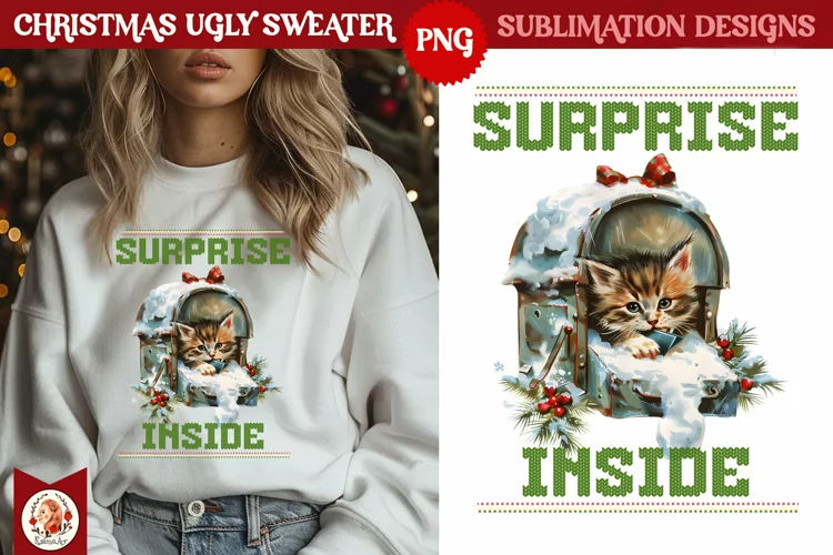 Christmas Ugly Sweater Vintage Cute Kittens Sublimation