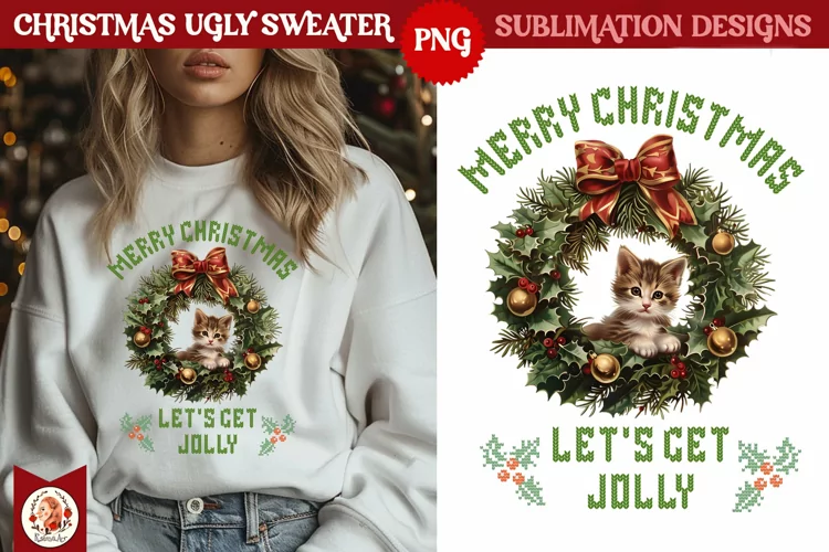 Christmas Ugly Sweater Vintage Cute Kittens Sublimation