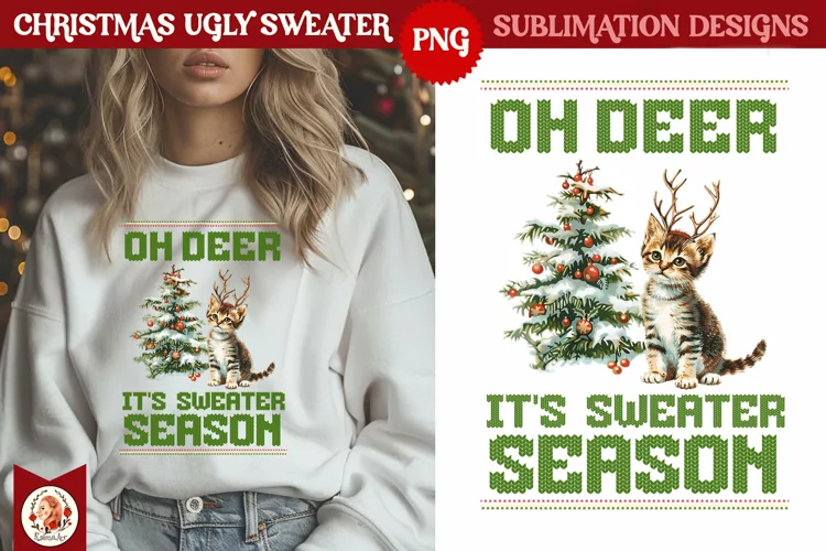 Christmas Ugly Sweater Vintage Cute Kittens Sublimation