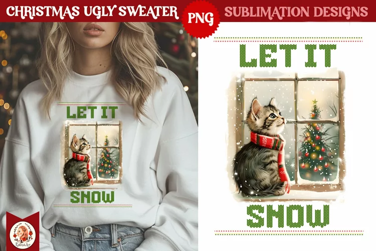Christmas Ugly Sweater Vintage Cute Kittens Sublimation