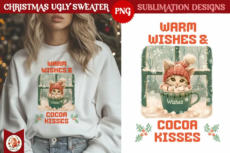 Christmas Ugly Sweater Vintage Cute Kittens Sublimation