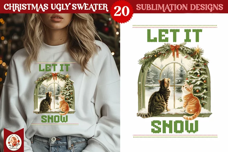 Christmas Ugly Sweater Vintage Cute Kittens Sublimation