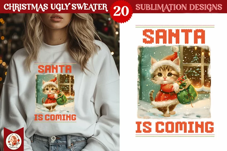 Christmas Ugly Sweater Vintage Cute Kittens Sublimation