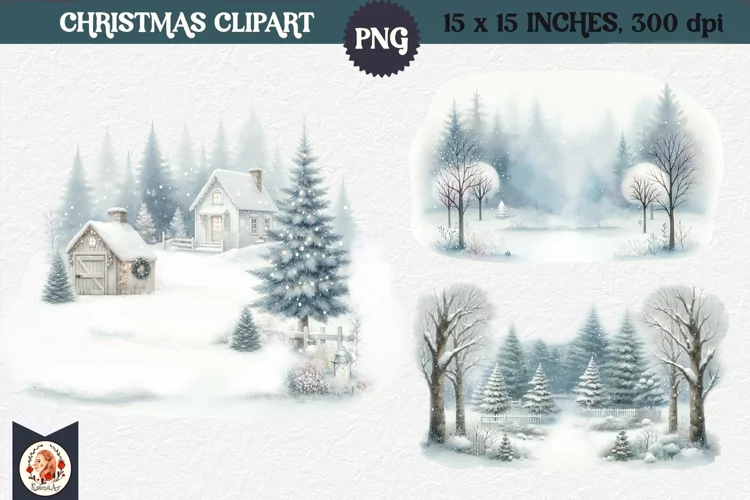 Winter background, Snow Forest Clipart