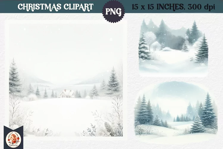 Winter background, Snow Forest Clipart