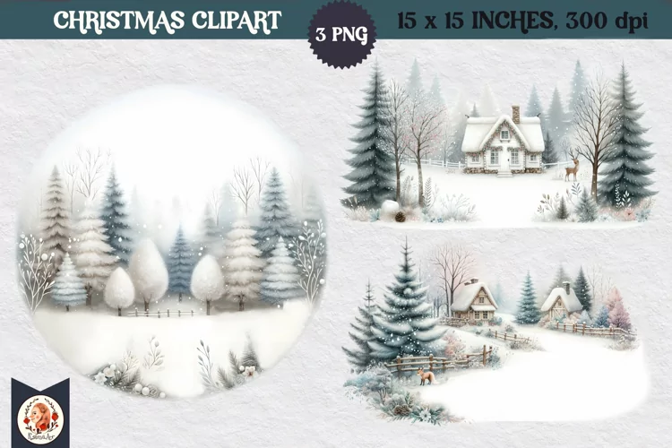 Winter background, Snow Forest Clipart
